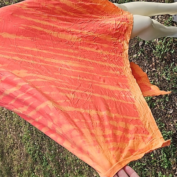CUTE SZ L BOAT HOUSE BEACH WEAR Rayon Spandex orange tie dye effect SUN DRESS - Picture 2 of 10
